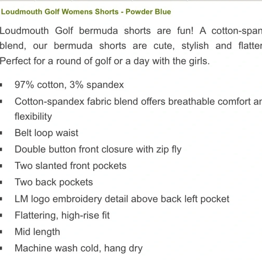 Loudmouth Golf ladies shorts - Powder Blue - Picture 3 of 9